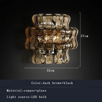 Rustic dark brown glass wall sconce lamps living room led decor
