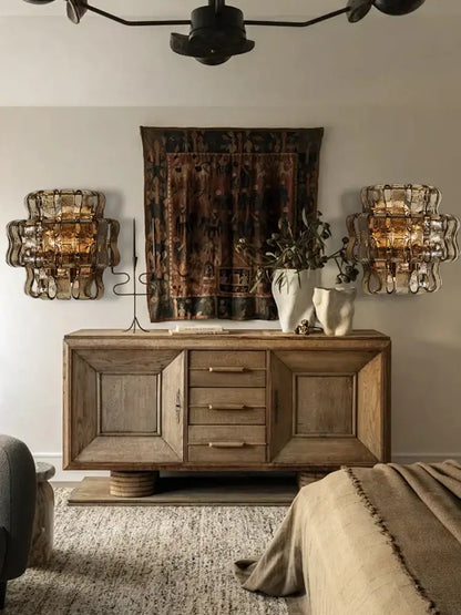 Rustic dark brown glass wall sconce lamps living room led decor