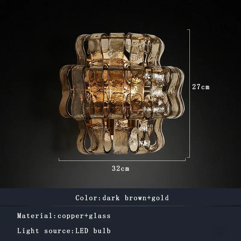 Rustic dark brown glass wall sconce lamps living room led decor