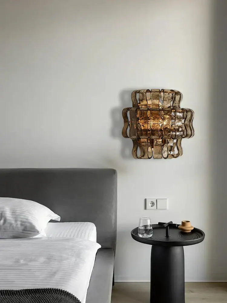 Rustic dark brown glass wall sconce lamps living room led decor