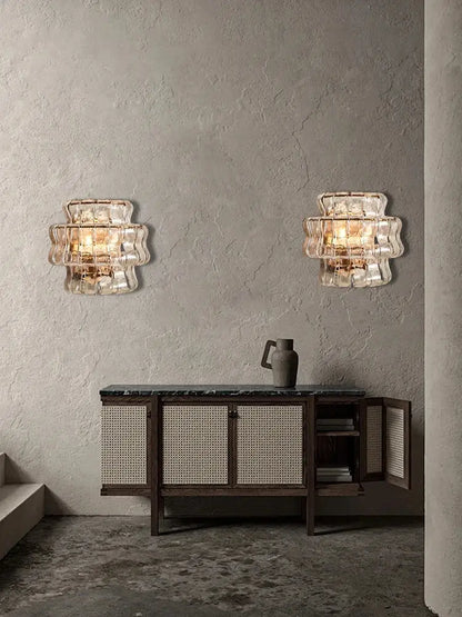 Rustic dark brown glass wall sconce lamps living room led decor