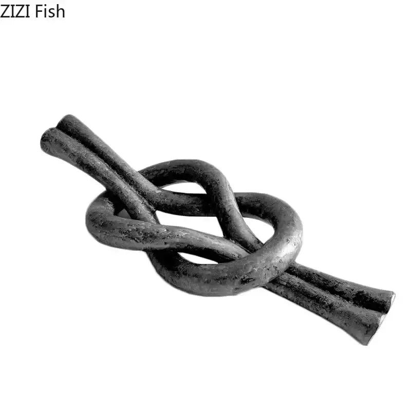 Rustic dark metal geometric knot resin sculpture living room artwork