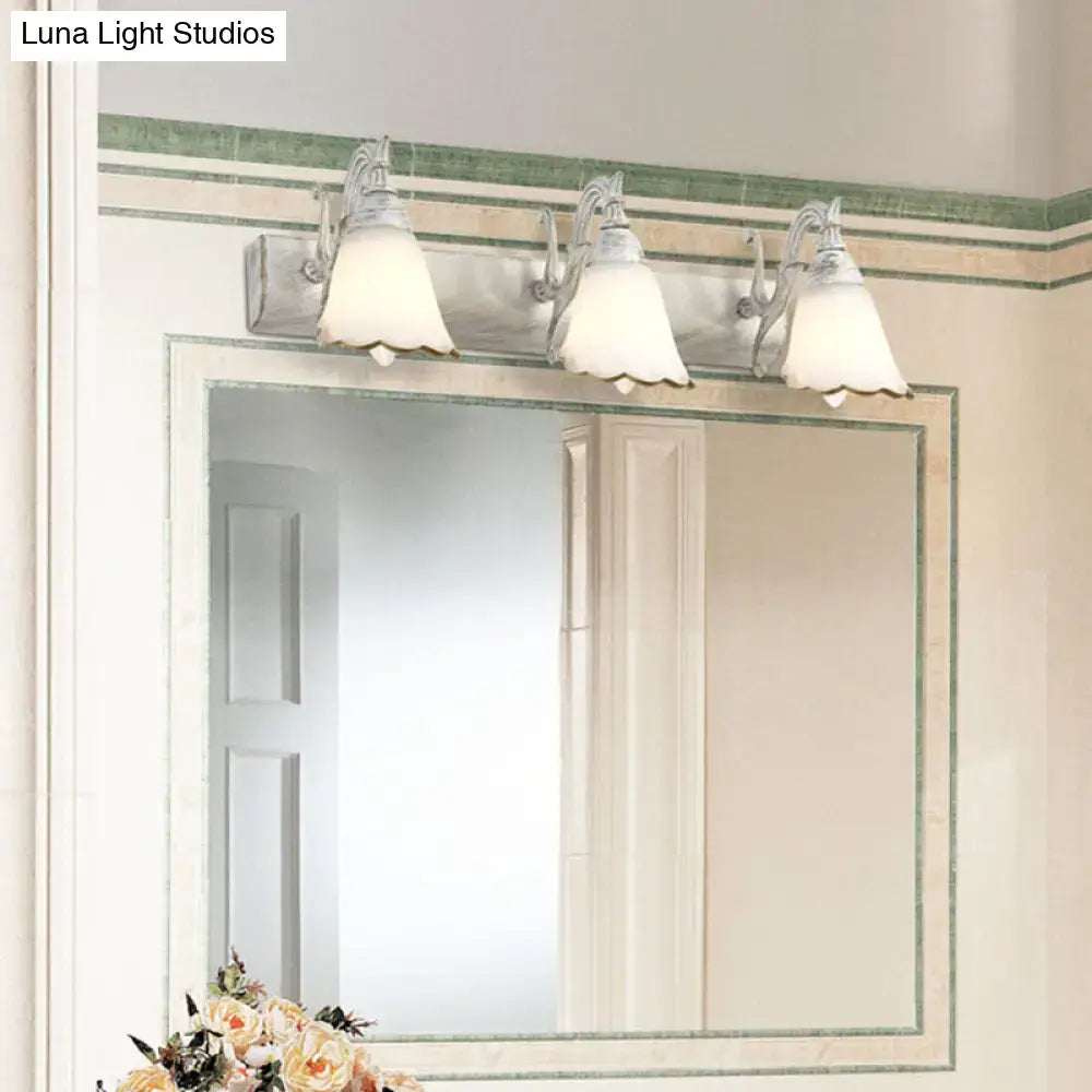 Rustic distressed white glass wall light bathroom vanity 110v-120v