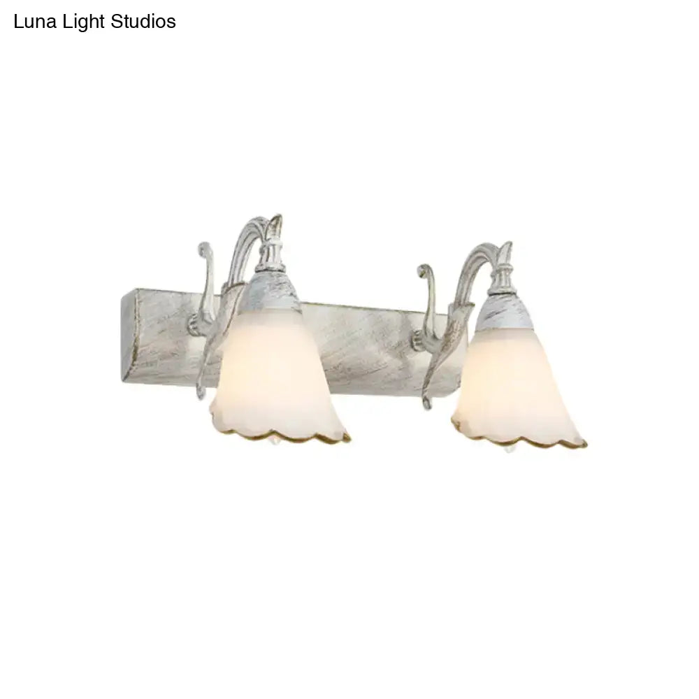 Rustic distressed white glass wall light bathroom vanity 110v-120v