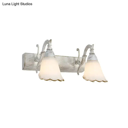 Rustic distressed white glass wall light bathroom vanity 110v-120v