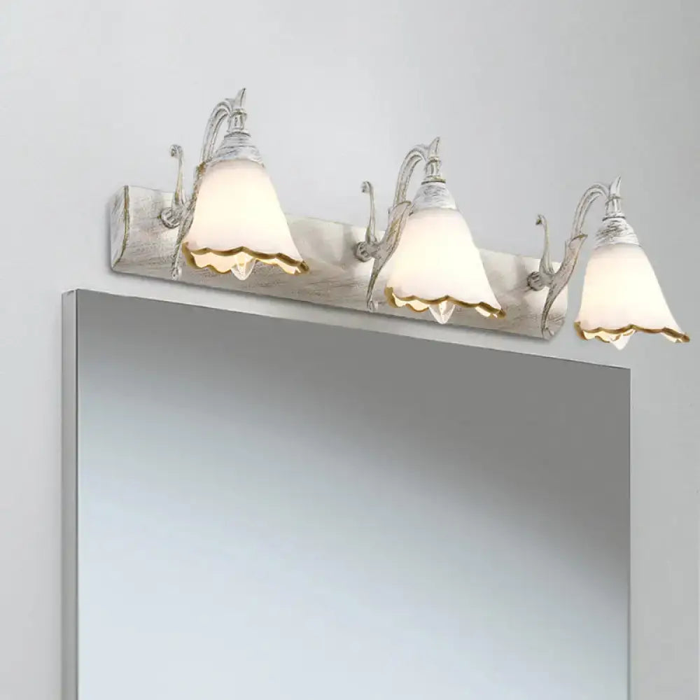 Rustic distressed white glass wall light bathroom vanity 110v-120v