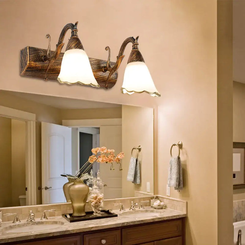 Rustic distressed white glass wall light bathroom vanity 110v-120v