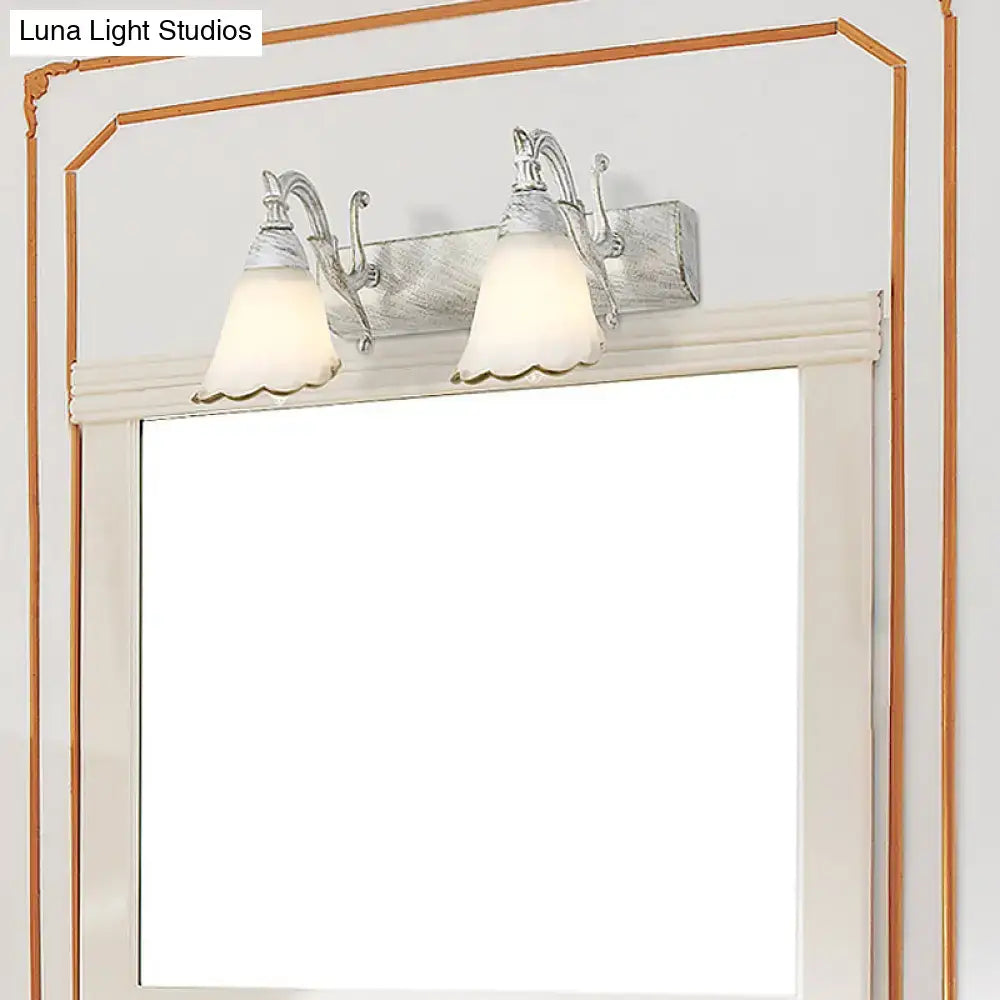 Rustic distressed white glass wall light bathroom vanity 110v-120v