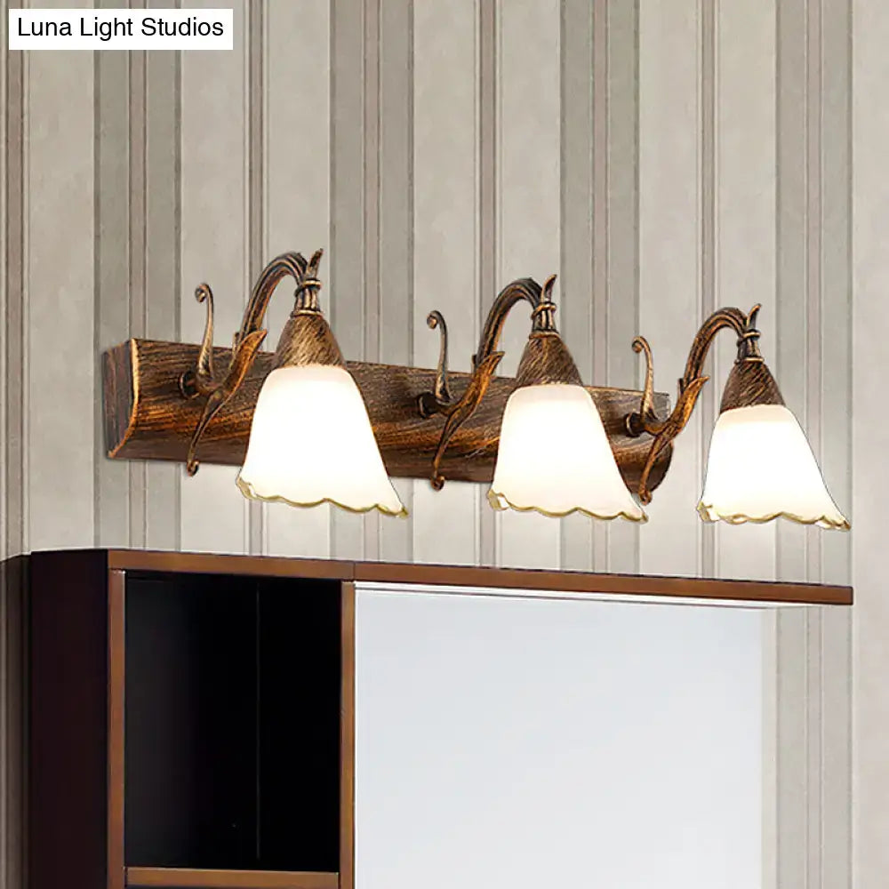 Rustic distressed white glass wall light bathroom vanity 110v-120v
