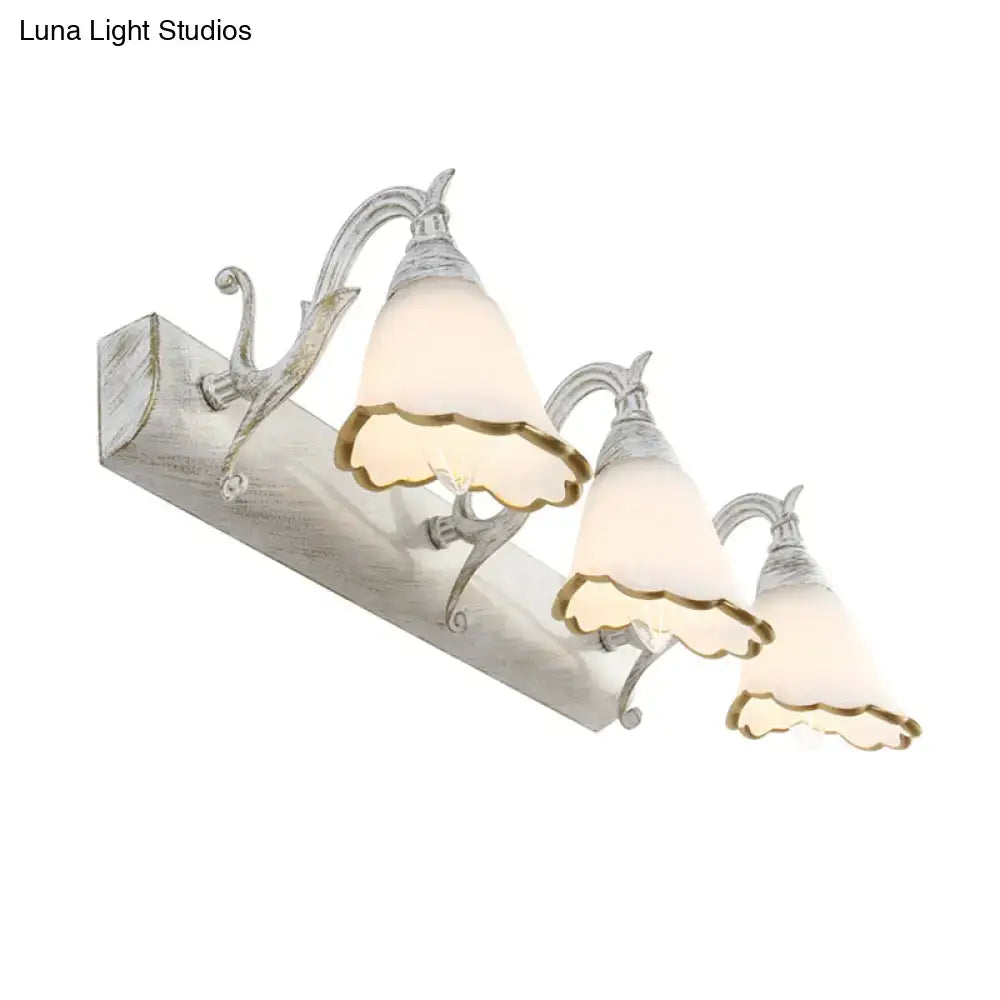 Rustic distressed white glass wall light bathroom vanity 110v-120v
