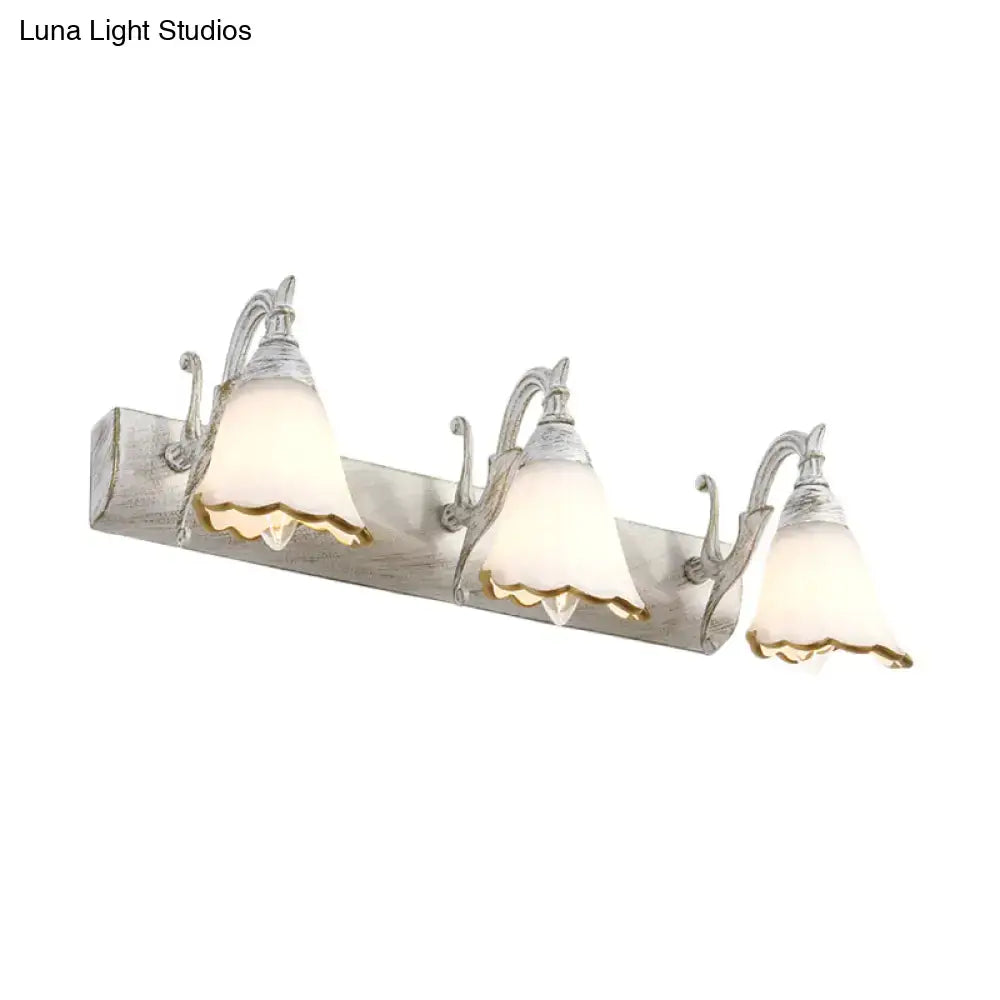 Rustic distressed white glass wall light bathroom vanity 110v-120v
