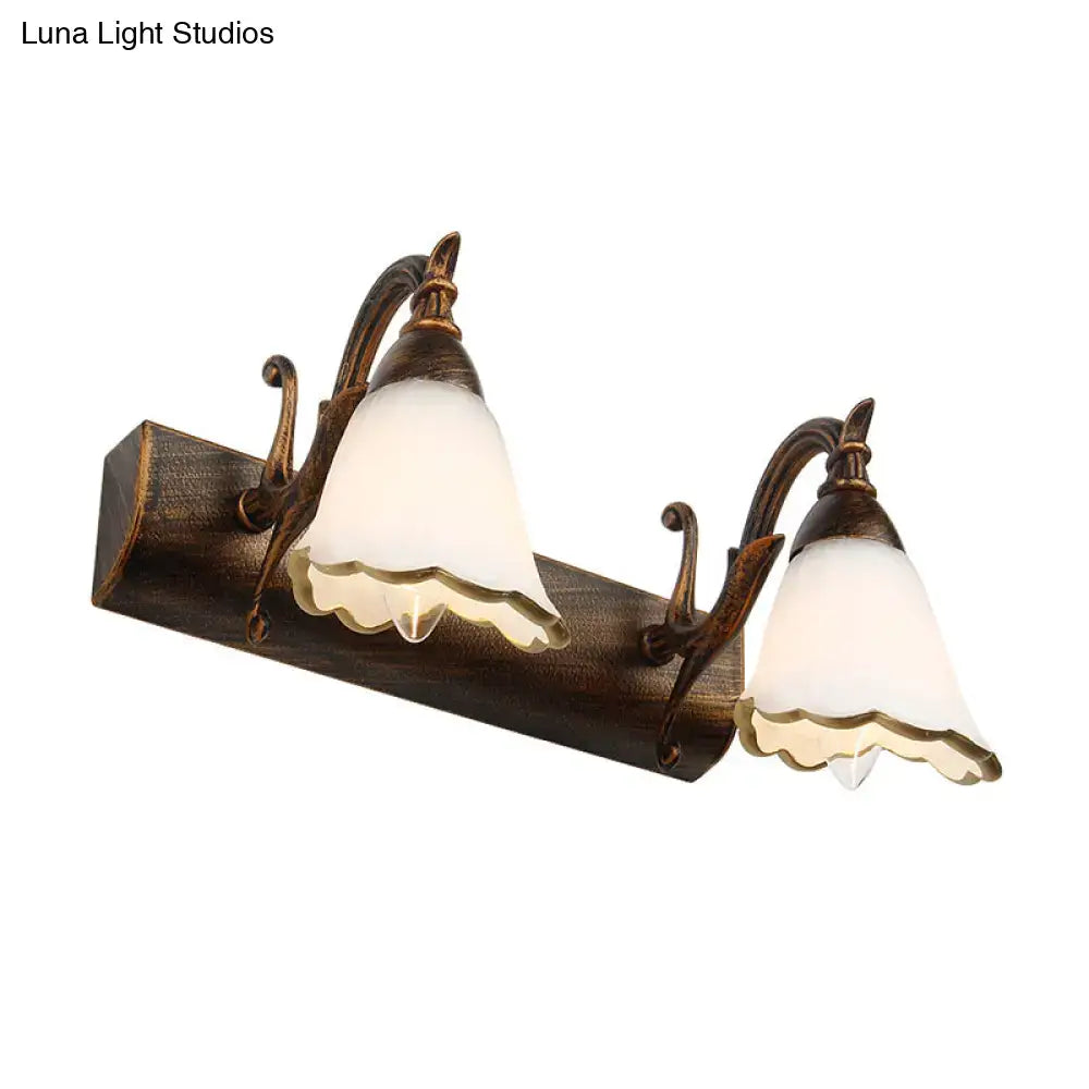Rustic distressed white glass wall light bathroom vanity 110v-120v