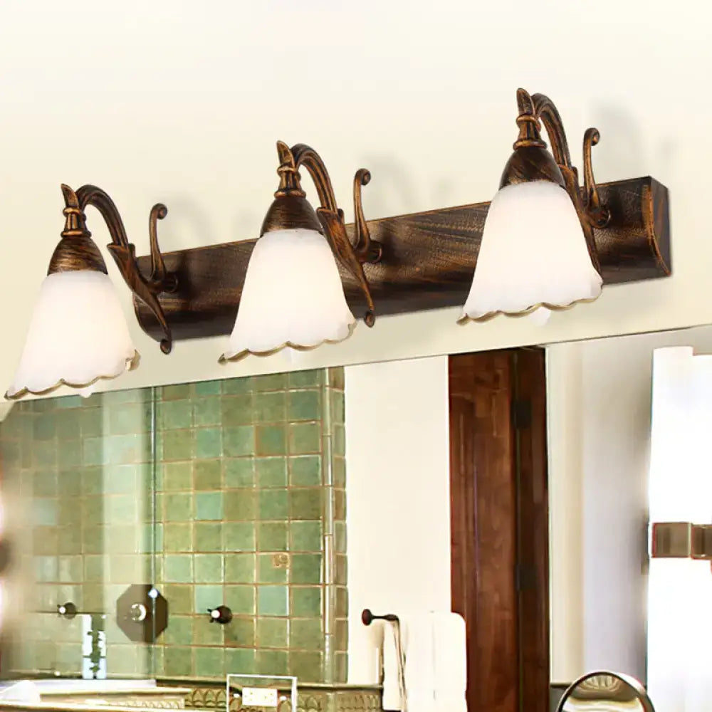 Rustic distressed white glass wall light bathroom vanity 110v-120v