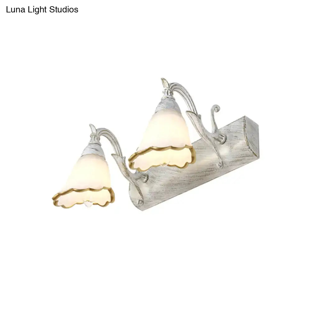 Rustic distressed white glass wall light bathroom vanity 110v-120v