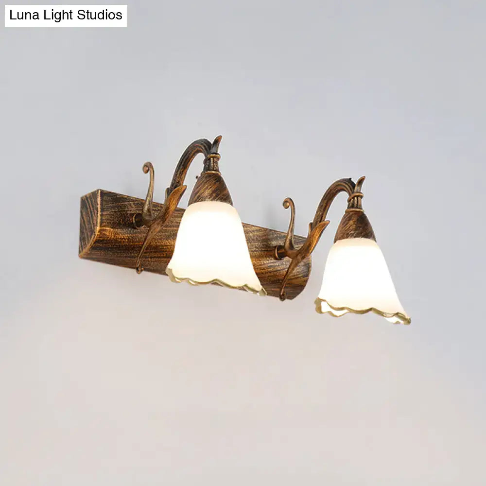 Rustic distressed white glass wall light bathroom vanity 110v-120v