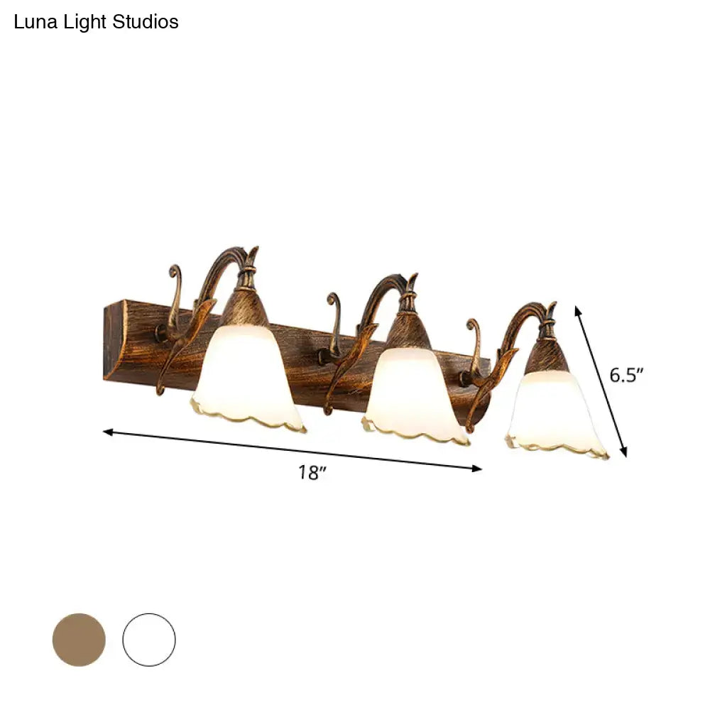 Rustic distressed white glass wall light bathroom vanity 110v-120v