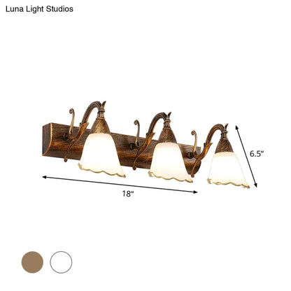 Rustic distressed white glass wall light bathroom vanity 110v-120v