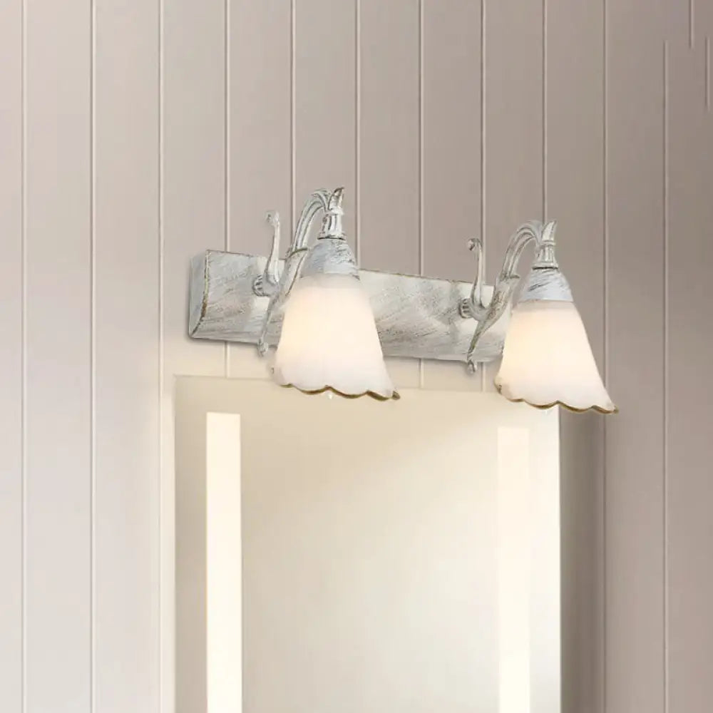Rustic distressed white glass wall light bathroom vanity 110v-120v