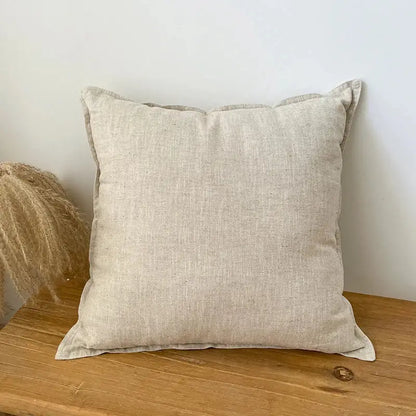 Rustic earthy tones linen fringed pillow cover living room decor