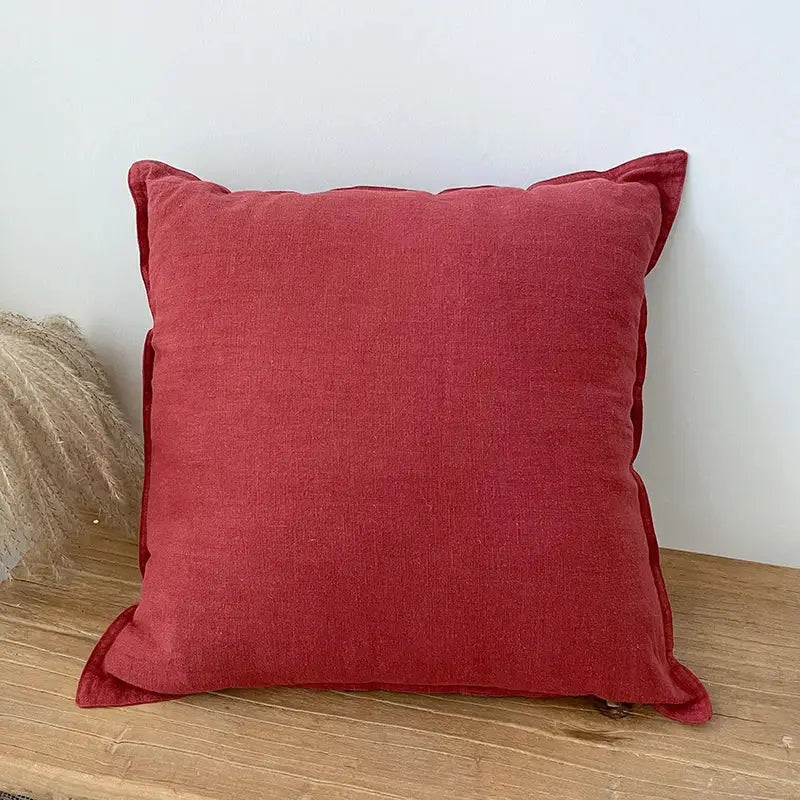 Rustic earthy tones linen fringed pillow cover living room decor