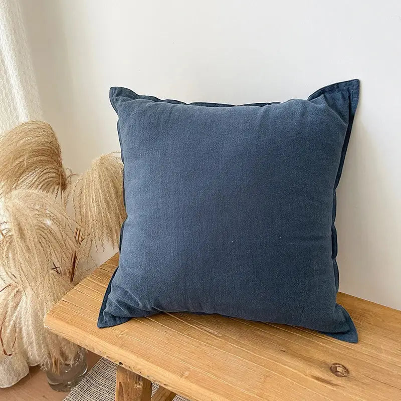 Rustic earthy tones linen fringed pillow cover living room decor