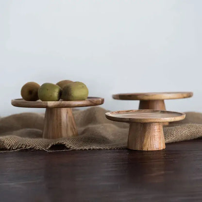 Rustic elevated wooden cake stand set – dining room serving trays