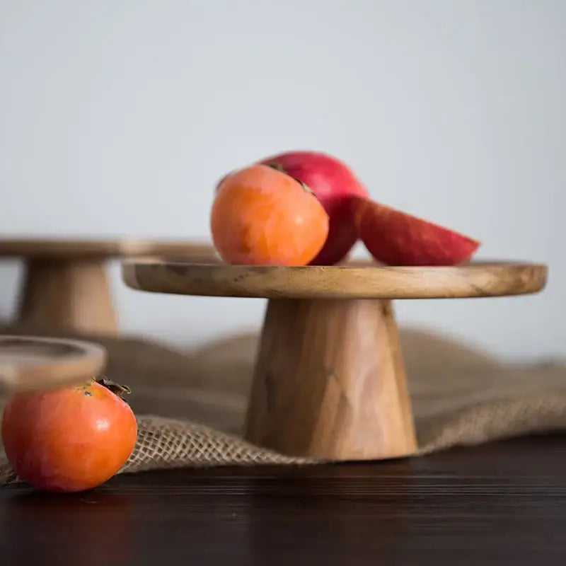 Rustic elevated wooden cake stand set – dining room serving trays