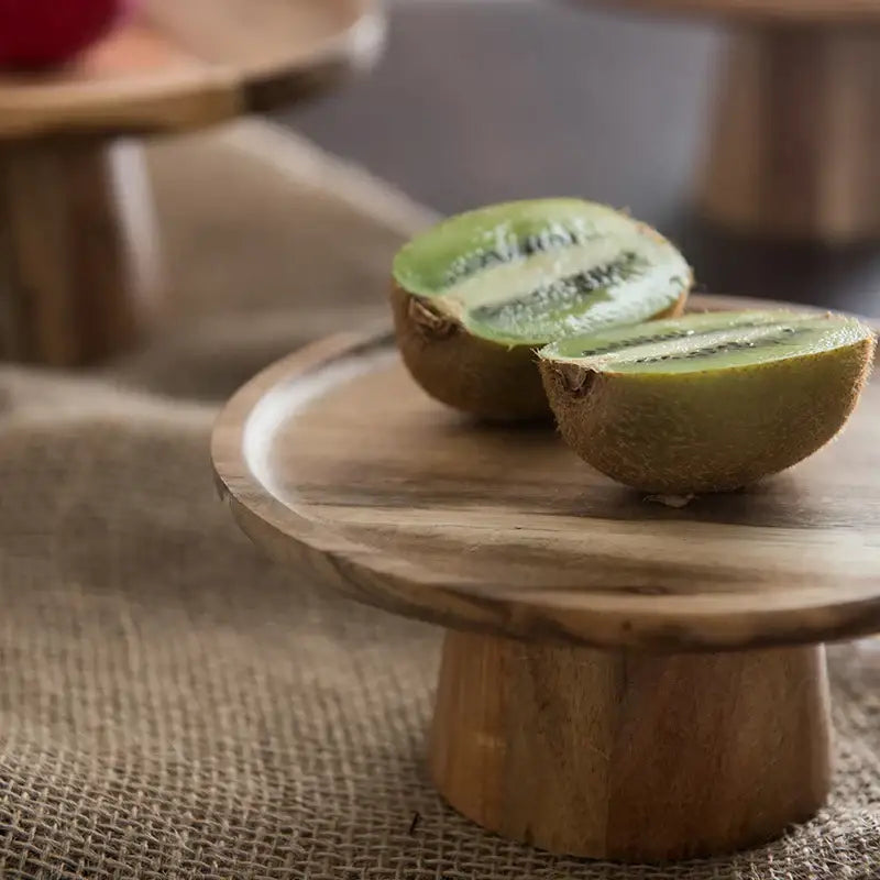 Rustic elevated wooden cake stand set – dining room serving trays