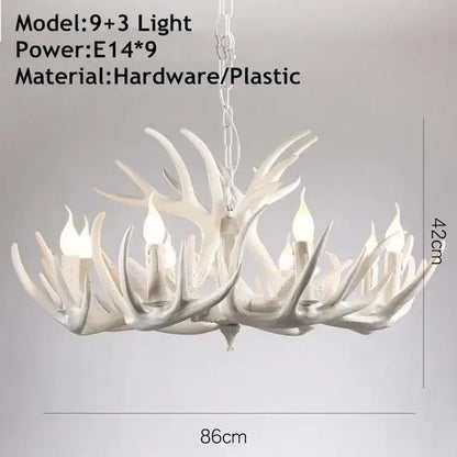 Rustic golden brown antler pendant chandelier dining room light
