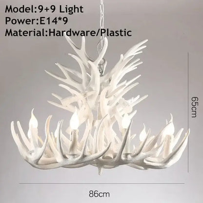 Rustic golden brown antler pendant chandelier dining room light