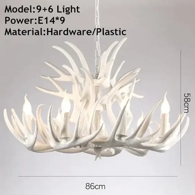 Rustic golden brown antler pendant chandelier dining room light