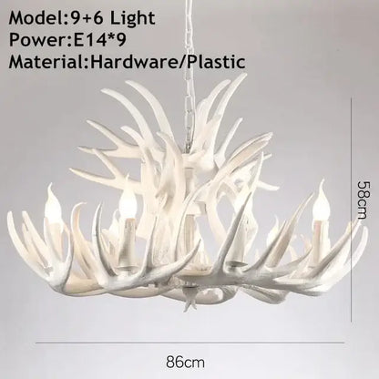 Rustic golden brown antler pendant chandelier dining room light