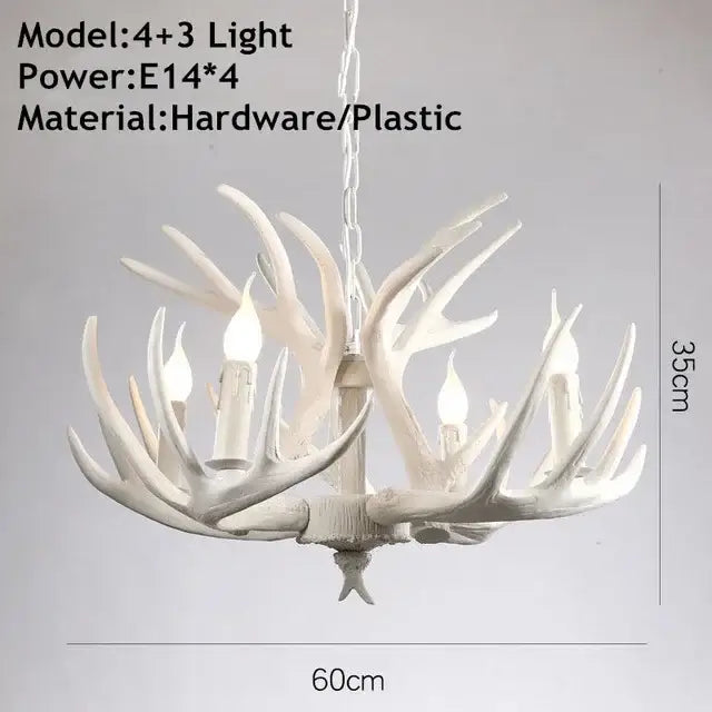 Rustic golden brown antler pendant chandelier dining room light