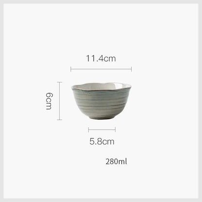 Rustic grayish white ceramic dish bowl set dining room dinnerware