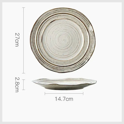 Rustic grayish white ceramic dish bowl set dining room dinnerware