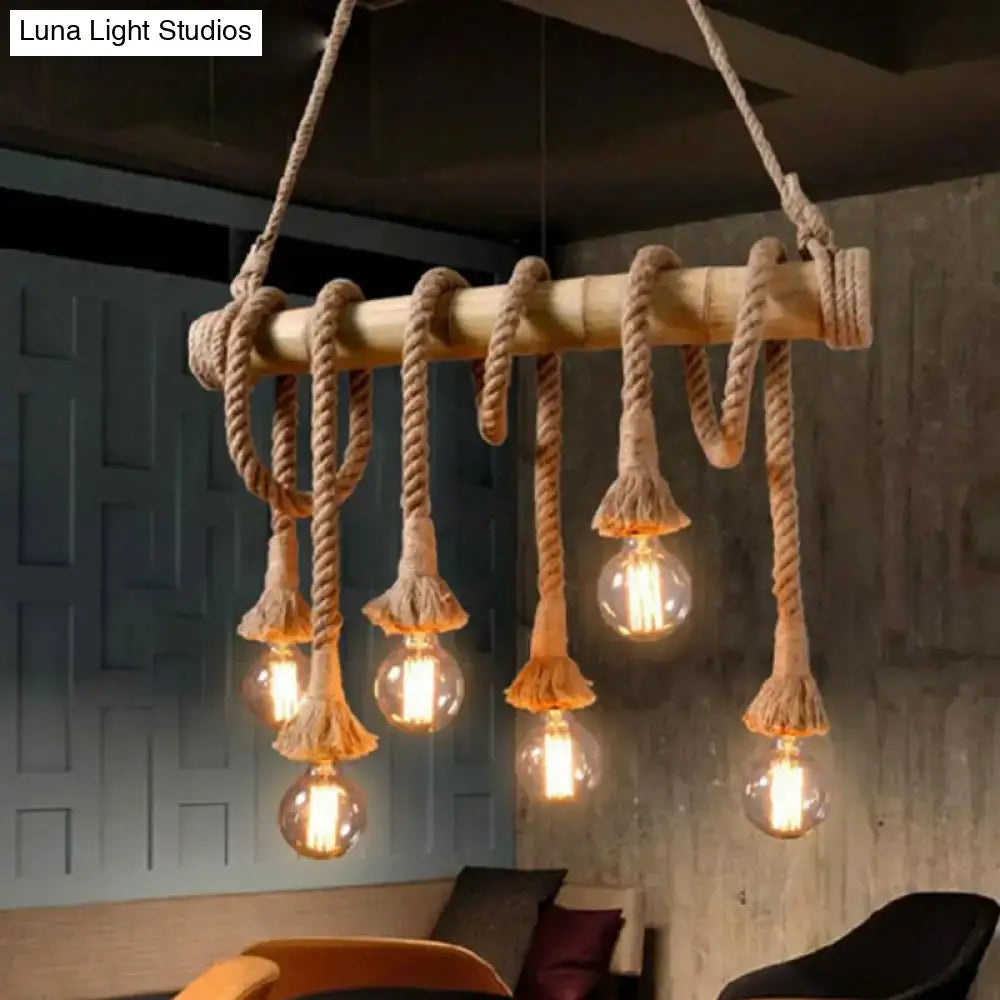 Rustic industrial hemp rope pendant lamp kitchen island lighting