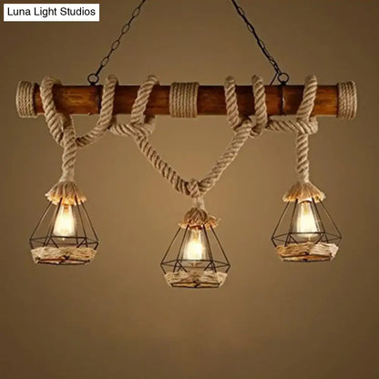 Rustic industrial hemp rope pendant lamp kitchen island lighting