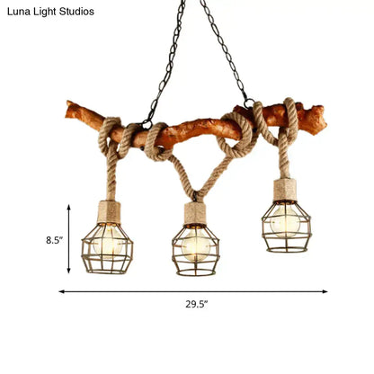 Rustic industrial rope beige island pendant light dining room