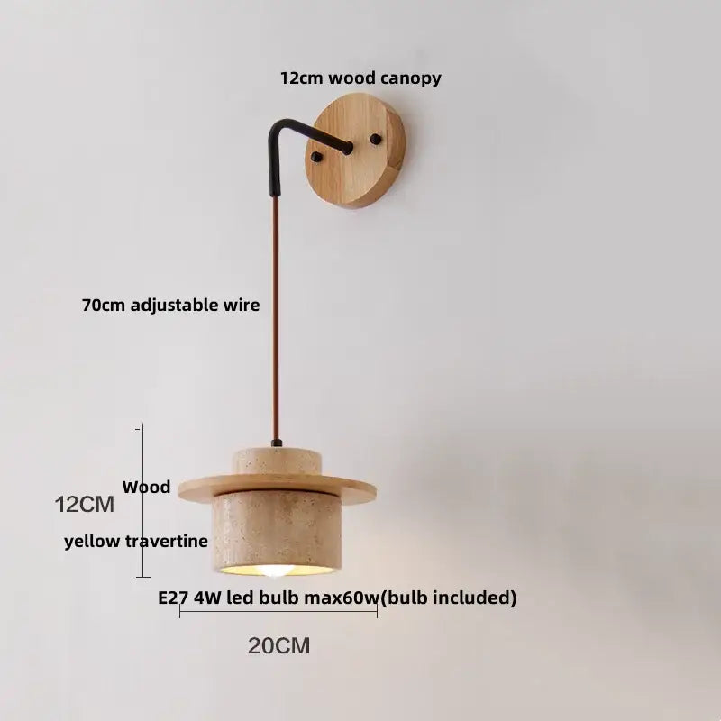 Rustic industrial wood and concrete wall sconce bedroom light