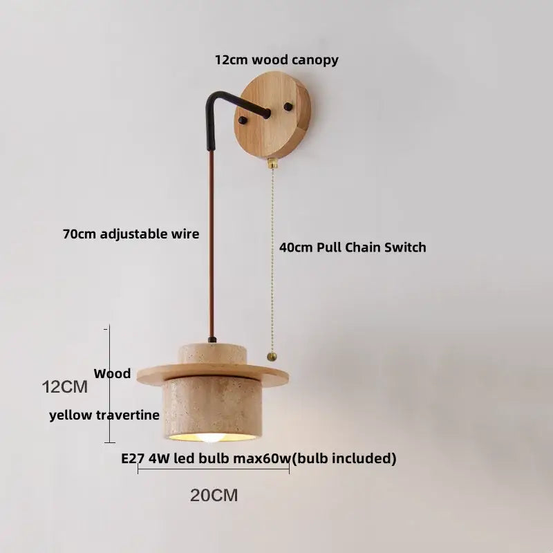 Rustic industrial wood and concrete wall sconce bedroom light