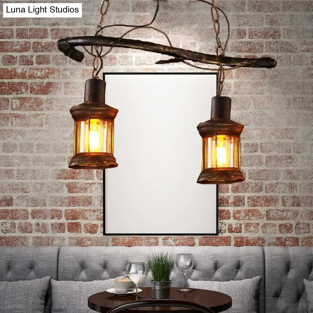 Rustic kerosene island light clear glass dining room pendant