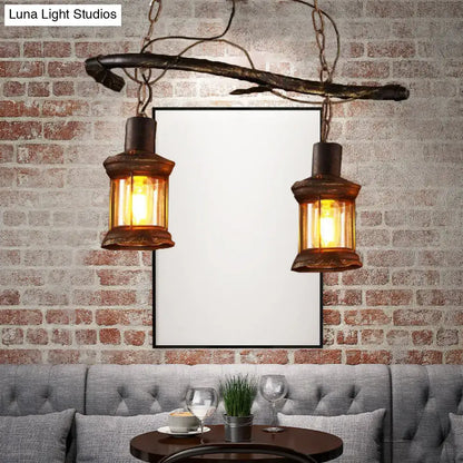 Rustic kerosene island light clear glass dining room pendant