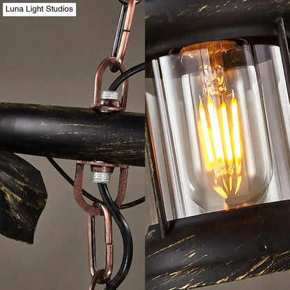 Rustic kerosene island light clear glass dining room pendant
