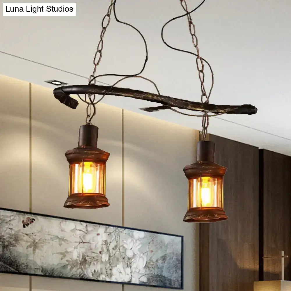 Rustic kerosene island light clear glass dining room pendant