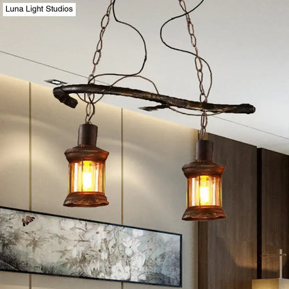 Rustic kerosene island light clear glass dining room pendant