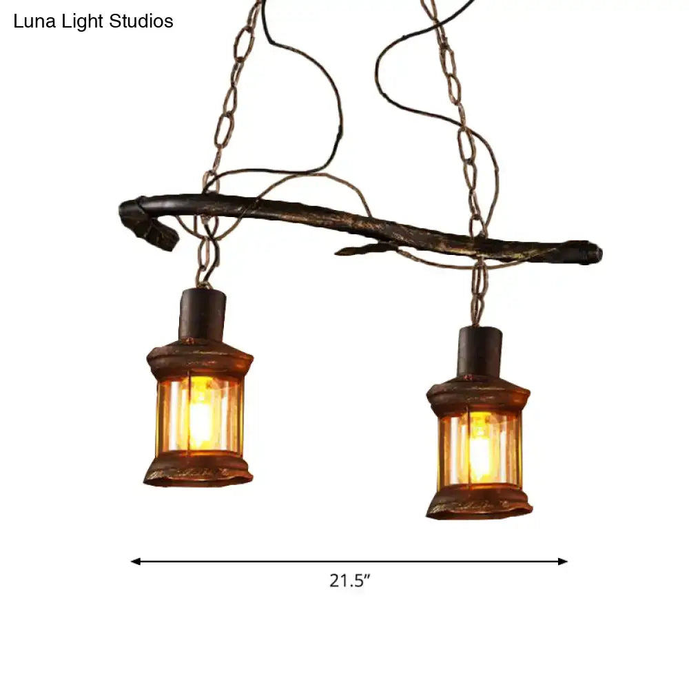 Rustic kerosene island light clear glass dining room pendant
