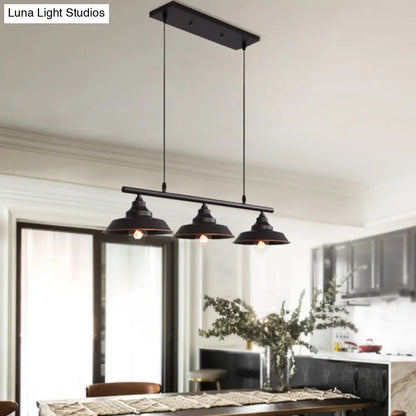 DecorBites™ Rustic Metal 3-Head Hanging Ceiling Light - Lid Shaped Bistro Island Lamp in Dark Coffee
