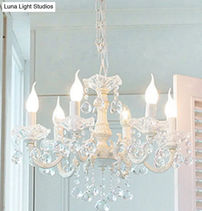 DecorBites™ Rustic Metal Candle Suspension Lamp with Crystal Draping - White Corridor Chandelier