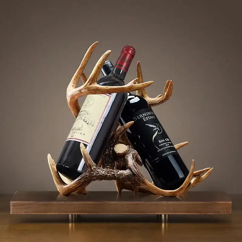 Rustic natural resin buckhorn wine holder dining room antler rack