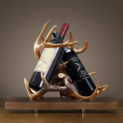 Rustic natural resin buckhorn wine holder dining room antler rack